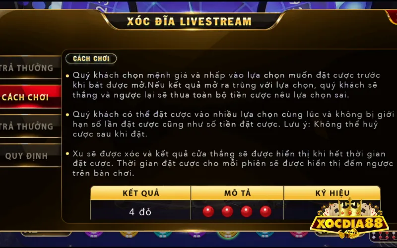 Tổng quan về quy luật đánh xóc đĩa online